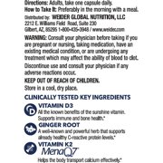 Weider Artery Health - Artery Flexibility & Heart Health - With Vitamin K2, D3 & Ginger - Bone & Immune Support* - Gluten Free & Vegan - 30 Veggie Capsules