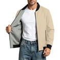 thumbnail image 2 of Men's Casual Lightweight Bomber Jacket Zip Up Stand Collar Baseball Jacket Solid Color Casual Windproof Jacket For Spring Autu Commute Casual Daily Outings, 2 of 9
