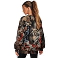 thumbnail image 2 of Yuyamidu Womens Fall Fashion 2025 Long Sleeve Shirts Patchwork Button Up V Neck Sweatshirt for Women Casual Trendy Pullover Teacher Outfits Tops Wolf, Size 2XL, 2 of 7