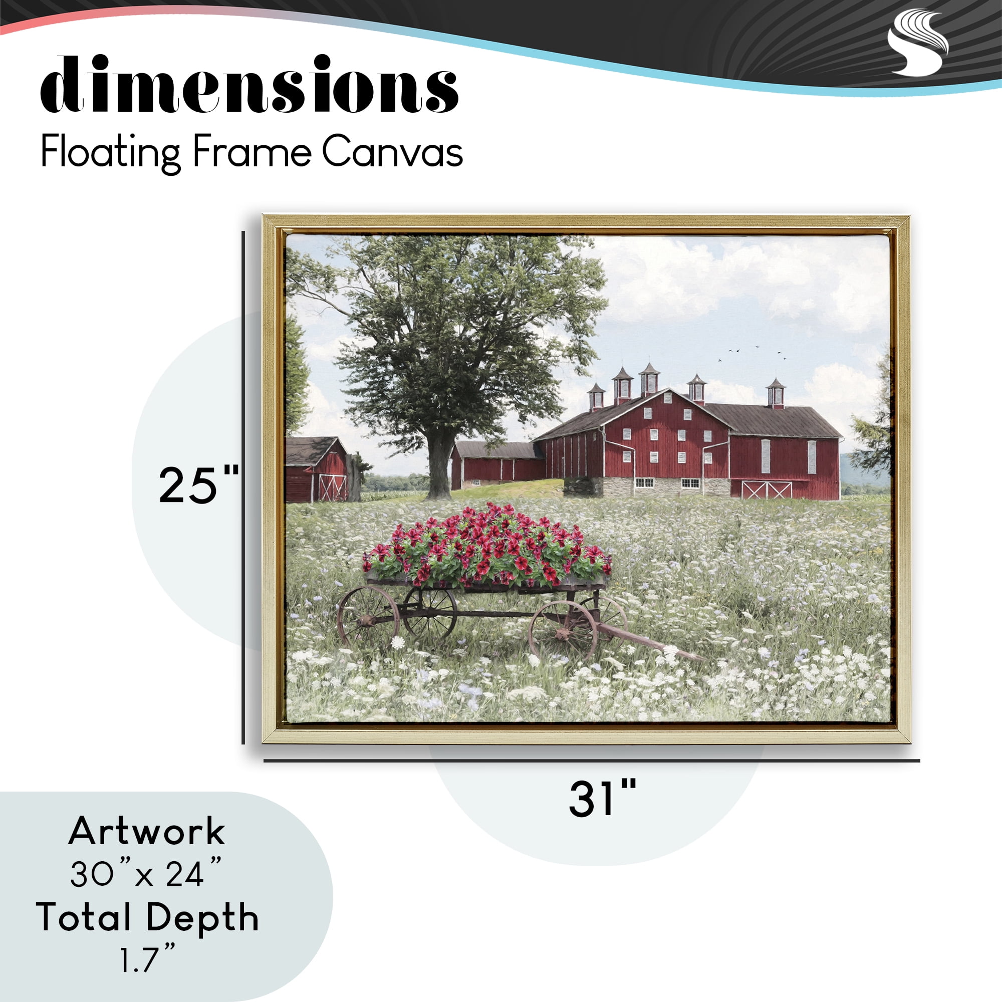 Stupell Industries Old Milton Farm Gold Framed Floater Canvas Wall Art, design by Lori Deiter