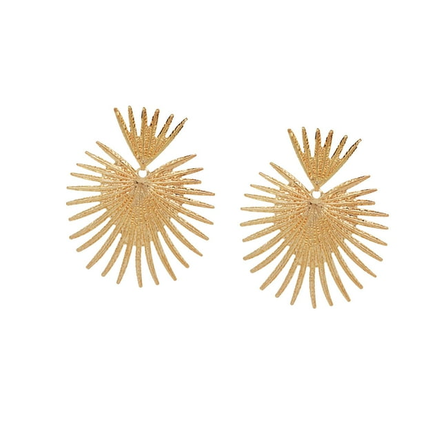 Elegantes pendientes colgantes de hojas de metal, delicados pendientes colgantes para Dorado