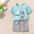 thumbnail image 2 of Mercatoo Toddler Cute Dinosaur Graphic Girls Cotton Short Sleeve Shirt and Striped Shorts Set Casual Summer 2PCS Outfit, 2 of 4