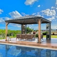 thumbnail image 3 of Hommow 12' X 14' Hardtop Gazebo,Metal Gazebo with Aluminum Frame, Vertical Stripe Galvanized Iron Roof for Backyard, Patio, Lawns, 3 of 7
