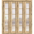 thumbnail image 1 of Sliding Closet Double Bi-fold Doors 72 x 80 inches | Quadro 4002 Oak | Sturdy Tracks Moldings Trims Hardware Set | Wood Solid Bedroom Wardrobe Doors, 1 of 4