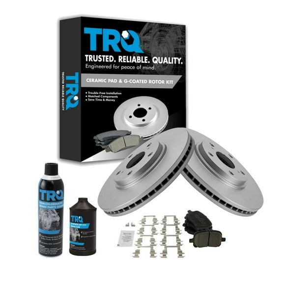 TRQ Front Ceramic Brake Pad & Coated Rotor Kit w/Chemicals for 99-01 Lexus RX300 BKA23956