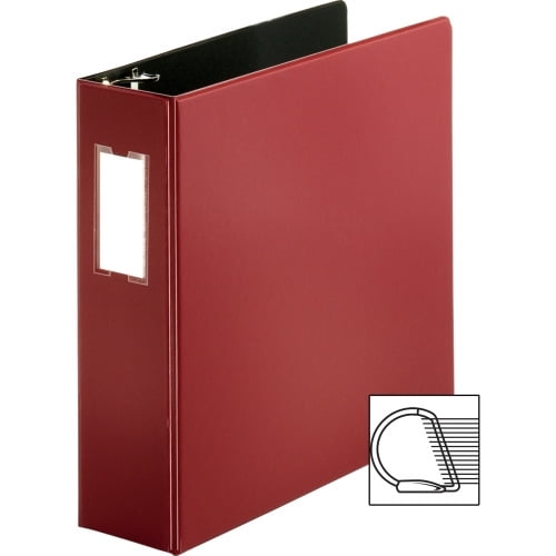 Business Source Slanted D-ring Binders 3' Binder Capacity - 3 x D-Ring Fastener(s) - 2 Internal Pocket(s) - Chipboard, Polypropylene - Burgundy - PVC-free, Non-stick, Spine Label, Gap-free Ring, Non-g