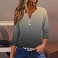thumbnail image 3 of tklpehg Fall Clothes for Women 2025 V-Neck Mid-length Tops 3/4 Sleeve Tops Comfortable Fall Clothes Solid Color Going Out Tops Womens Clothes Leisure Blouses Pullover Wine XL, 3 of 5