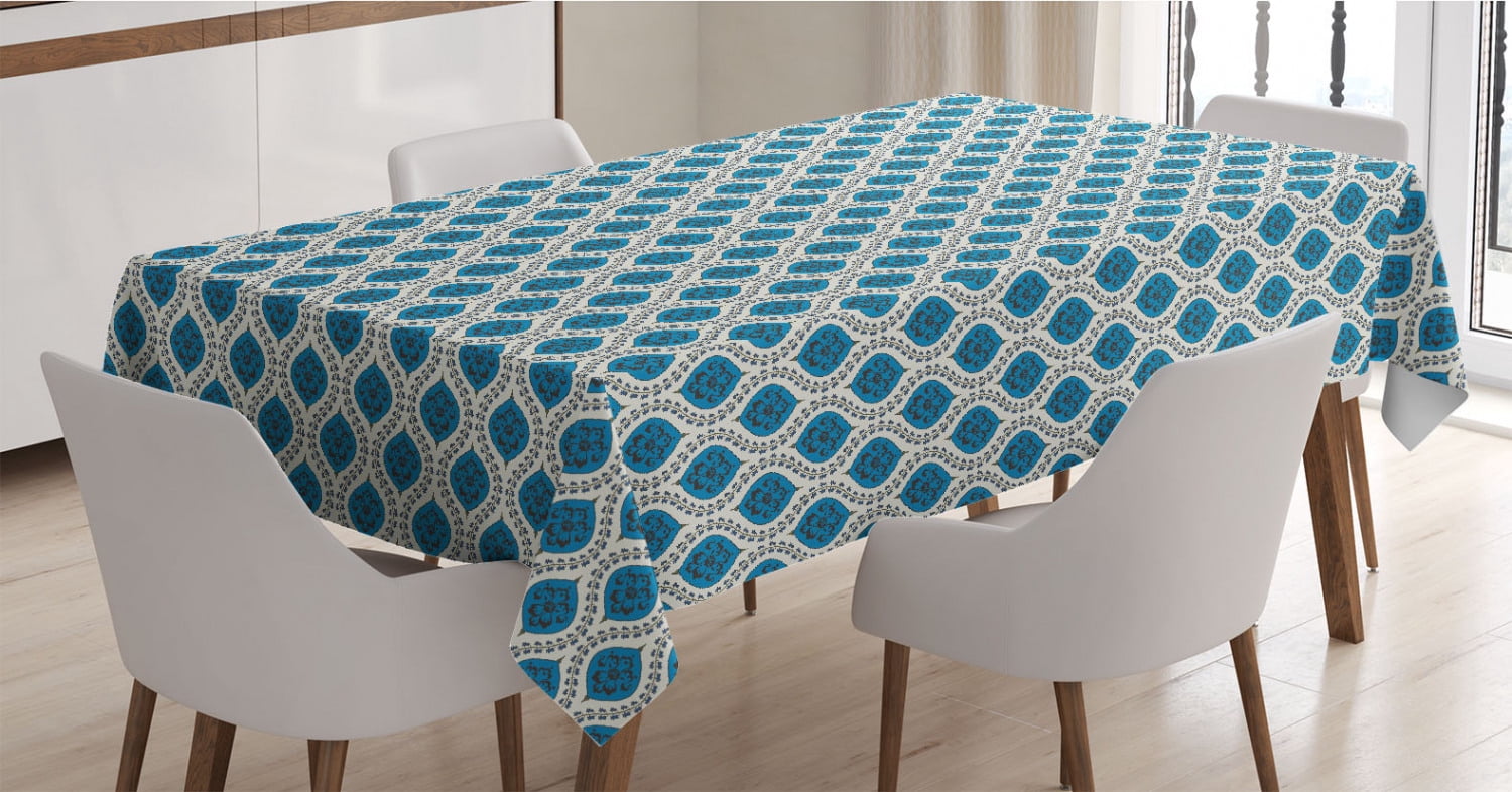 Oriental Tablecloth, Middle Eastern Swirled Lines with Influences ...
