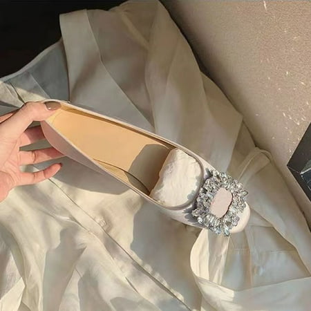 

Women‘s Faux Rhinestones Decor Square Toe Ballet Flats Lightweight Soft Sole Slip On Shoes Women‘s Footwear