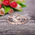 thumbnail image 5 of 2.25 carat 6mm Round Cut Morganite Wedding Set Bridal Ring 10k Rose Gold with Art Deco Eternity Matching Band Stacking Ring Halo, 5 of 6