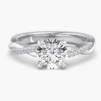 1.78 TCW Round Cut Moissanite Twisted Band Engagement Ring 14K White Gold Plated