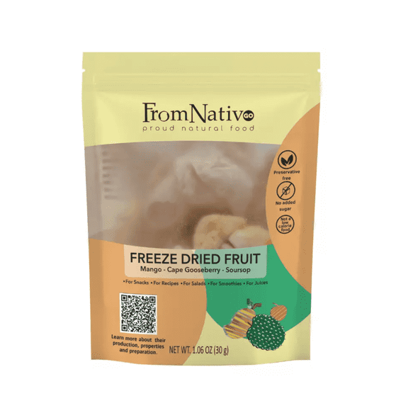 FromNativoGo | Freeze Dried Fruit: Mango, Cape Gooseberry, Soursop Mix | 1.05 Oz E