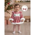 thumbnail image 4 of Miaouyo Infant Baby Girls 2Pcs Christmas Outfits 0 3 6 12 18 Months Long Sleeve Velvet Romper Dress with Headband, 4 of 9