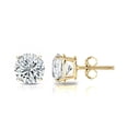 thumbnail image 2 of 1 Ct Moissanite Diamond earrings 14k Yellow Gold over Round Men Earrings, 2 of 5