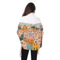 thumbnail image 4 of FORMRS Womens Scarf Winter Soft Long Big Warm Shawls Wrap Tassel Scarves, Orange Cityscape Painting, 4 of 9