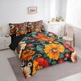thumbnail image 3 of Manfei Country Plant Floral 7-Piece Twin Bedding Sets,Rustic Botanical Flower Bedding Comforter Set,Green Orange Red Sheet Sets For Adults,Ultra Soft Home Decor Reversible, 3 of 8