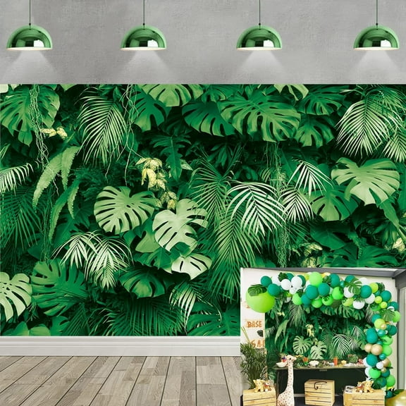 Tropical Palm Leaves Photography Backdrop Summer Jungle Safari Plants Photo Background Hawaiian Luau Party Decor Banner Baby Shower Birthday Party Supplies