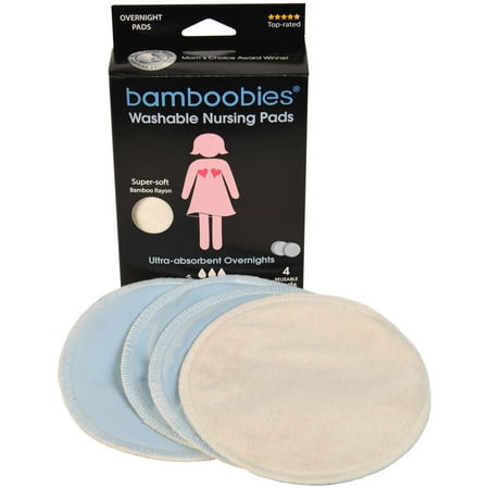 Bamboobies Washable Nursing Pads, 2-Pair, Overnight