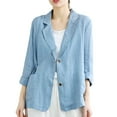 thumbnail image 2 of WNEGSTG Blazer Jackets for Women Linen Blouse Casual Long Sleeve Jacket, 2 of 8