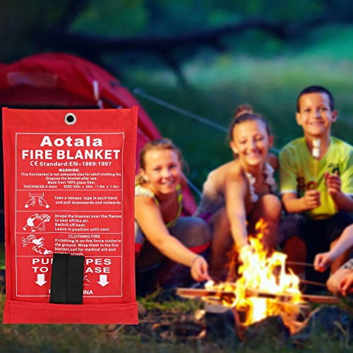 Emergency Surival Fire Blanket,fire blanket for home,Flame Retardant Protection and Heat Insulation Designed for Kitchen,Fireplace,Grill,Car,Camping White（2PACK） 