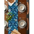 thumbnail image 2 of ERUNPONLY Blue Ombre Scale Table Runner - 72 Inch Long Abstract Art Ocean Coastal Cotton and Linen Blended Dress Scarves Farmhouse Table Runner for Kitchen Dining, Coffee Table, 14"x72", 2 of 8