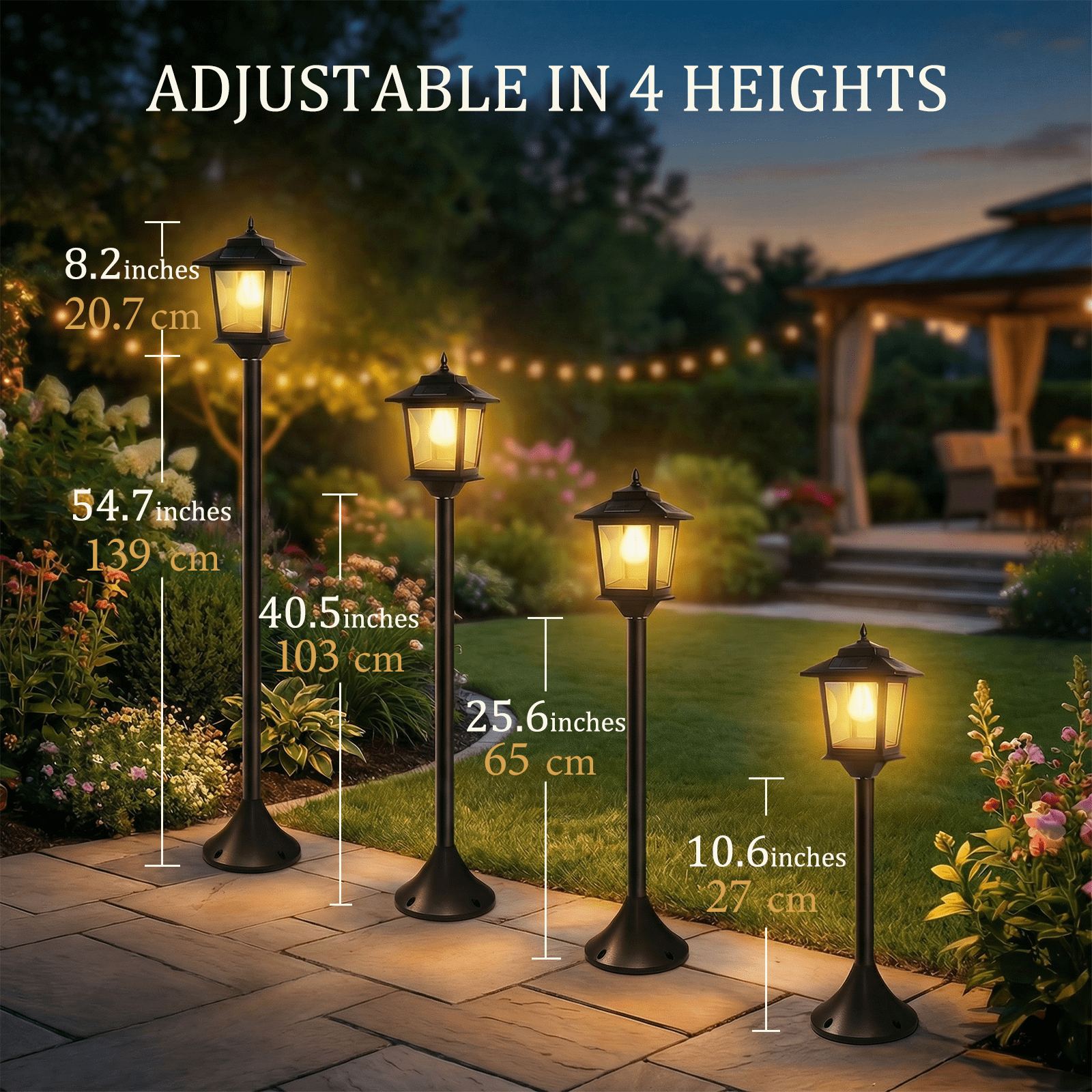 Pack 63in Solar Lamp Post Lights, Outdoor Post Lights, Christmas Decorations, Pole Lights Outdoor, Decorative Lamp for Garden, Patio, Lawn, Pathway, Driveway