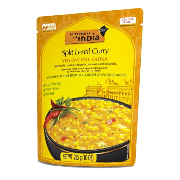 Kitchens Of India Ready To Eat KKS1 Yellow Dal Tadka, Split Lentil Curry, 10-Ounce Boxes (Pack of 6)