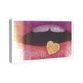 thumbnail image 4 of Wynwood Studio Fashion and Glam Modern Canvas Art - Open Mouth With Golden Heart, Wall Art for Living Room, Bedroom, and Bathroom, 36 in x 24, Gold and Pink Home Decor, 4 of 5
