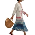 thumbnail image 3 of DISNIMO Floral Print Maxi Dresses for Women Casual Loose Dress V Neck Shift Dress Lightweight 3/4 Sleeve Dresses, S, 3 of 6