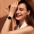 thumbnail image 2 of BANDOVA Slim Genuine Leather Band Compatible with Apple Watch, Women's Thin Replacement Strap, Black with Rose Gold, 38/40/41mm, 2 of 7