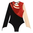 thumbnail image 6 of Kaerm Women Shiny Metallic Gymnastics Leotard Contrast Color Bodysuit for Performance Acrobatics Red XXL, 6 of 7