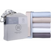 Threadmill Home Linen Cotton Queen Size Bed Sheet Set, Solid Sateen, Deep Pocket, 4 Pc, Dark Grey