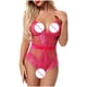 thumbnail image 4 of Body de lencería de encaje para mujer Pijama de mono corto con cuello en V de encaje Babydoll Fridja nalpqowj38183, 4 of 6