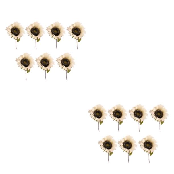 Girasoles artificiales Bewildely 7 piezas decoración ramo de flores seda Blanco