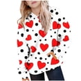 thumbnail image 1 of Sudadera con capucha para niña, para el Día de San Valentín, con estampado de color, de manga larga, informal, deportiva, con capucha, de manga larga, con inserciones en los hombros, blusa de poliéste, 1 of 6