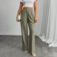 thumbnail image 2 of Wide Leg Pants Women's High Elastic Waisted in The Back Business Work Trousers Long Straight Suit Pants for Office Casual Wear, 2 of 5