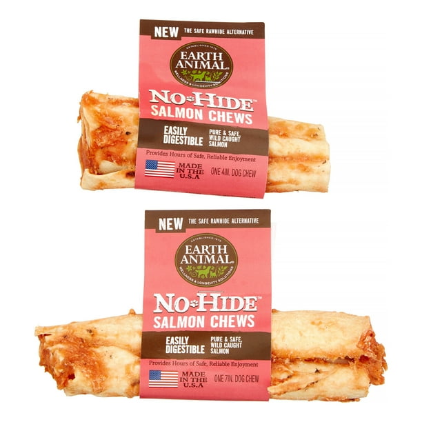 Earth Animal No-Hide Salmon Chews Dog Treats Display Box, 27 Ct