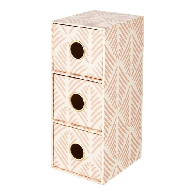 Cajonera Multiusos Mainstays Cartón Rígido Decorado 3 Cajones 24x10x12cm Beige