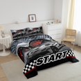 thumbnail image 3 of Erosebridal Geometric Buffalo Bedding King Comforter Set,Fast Car Bedding Sets King with Comforter,Racing Car Decoration,Reversible,Super Cozy,3 Pieces, 3 of 8