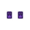 thumbnail image 3 of Clara Pucci 2Ct Natural Amethyst Emerald Cut VVS1 Push Back Stud 14k Solid hypoallergenic Gold Designer Earrings For February, 3 of 7