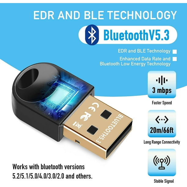Bluetooth Adapter USB Bluetooth Dongle Bluetooth 5.3 Receiver