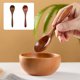 thumbnail image 1 of Juego de cucharas de madera - Cucharones de sopa de madera natural de 2 piezas con cuenco profundo y asa larga para cocinar y servir, 1 of 6