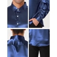 thumbnail image 6 of MODA NOVA Big & Tall Men's Satin Long Sleeve Button Down Slim Fit Dress Shirt Navy XL, 6 of 6