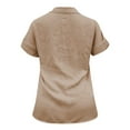 thumbnail image 5 of KBZDBZC Womens Blouses Women's Casual Loose Summer Short Sleeve Solid Color Button Down Shirt T Shirt Women Blouse Tshirt for Women Womens Tee Shirts (Khaki,M), 5 of 6
