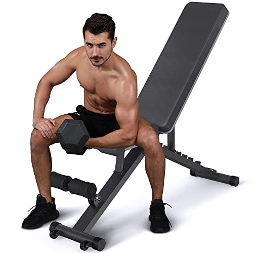 Heavy-Duty Utility Workout Bench Home Gym Exercise Fitness & Flat/Incline/Decline Position FEIERDUN Weight Bench Adjustable