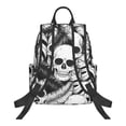 thumbnail image 2 of Naloa Skull and palm leaves Print Lightweight DayBackpack Suitable for school, work, shopping, travel, etc., 2 of 5