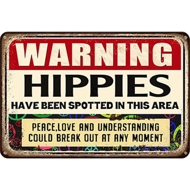 Chapa Advertencia Hippie Metal Pintura Hierro Rectangular Del Pared 40x30cm