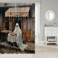 thumbnail image 2 of Manfei Halloween Cartoon Ghost Shower Curtain 72Wx84L,Spooky Skull Print Bathroom Shower Curtain, 2 of 5