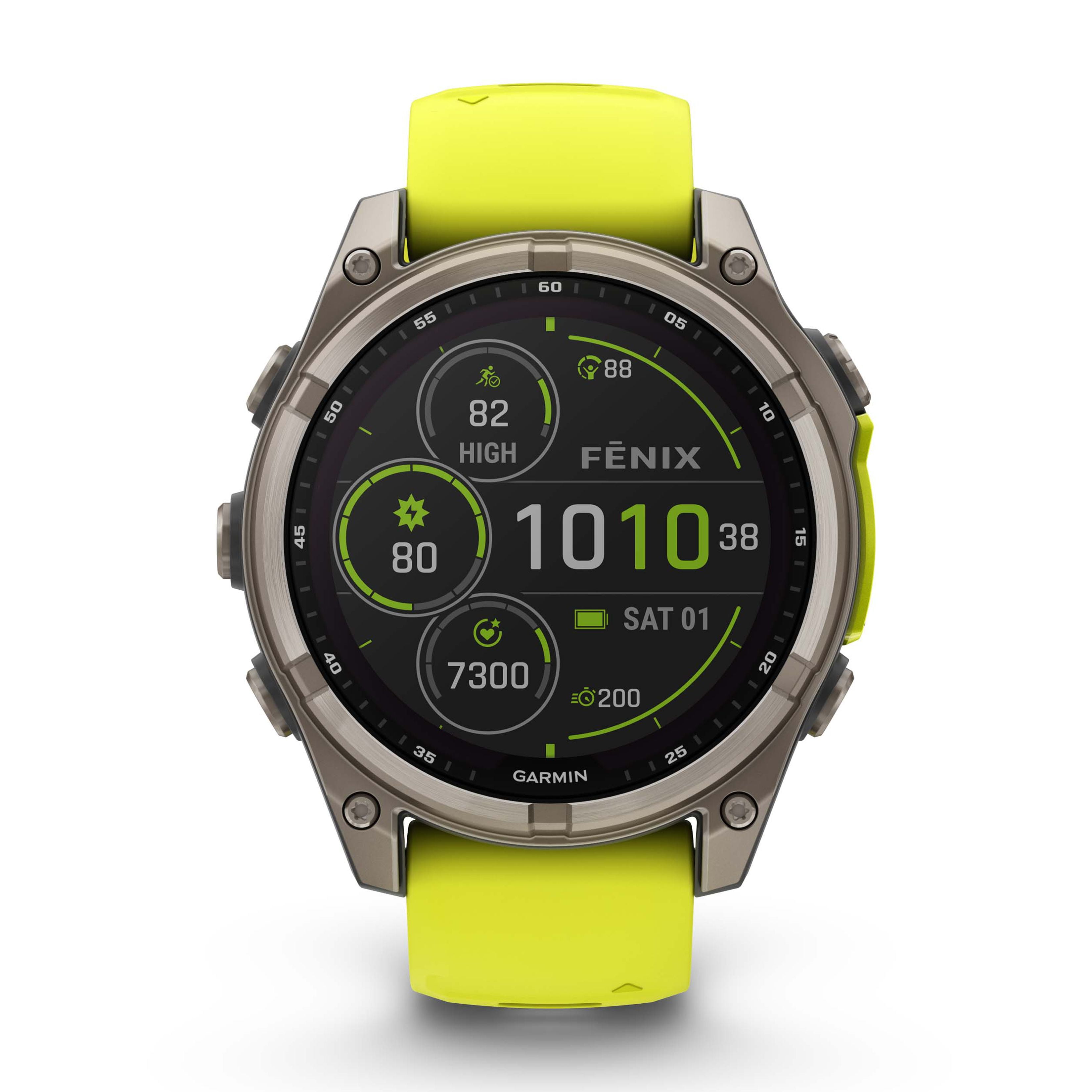 Garmin Fenix 8 47MM Solar Sapphire Multisport GPS Smartwatch Titanium with Amp Yellow Silicone Band, 48 Days Battery Life, Built-in LED flashlight, Fitness & Health Smart Watch Bundle for Men & Women