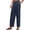 Navy_008, variant on Domuza Pants for Men Mens Casual Drawstring Elastic Waist Linen Summer Beach Straight Legs Beach Trousers Black L
